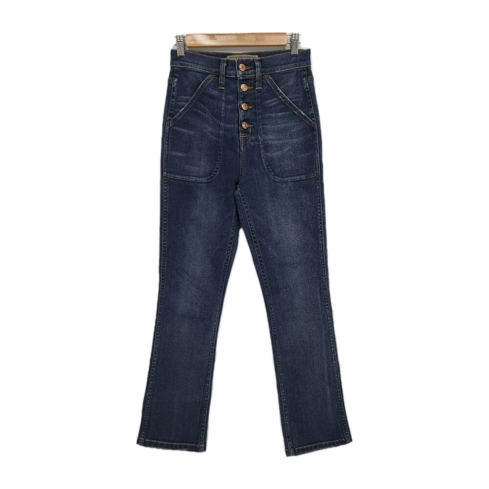 J Crew Point Sur Womens Demi Boot Crop Blue Jeans High Rise Size 24